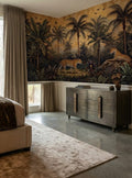 Sepia Leopard Palm Jungle Wallpaper Mural