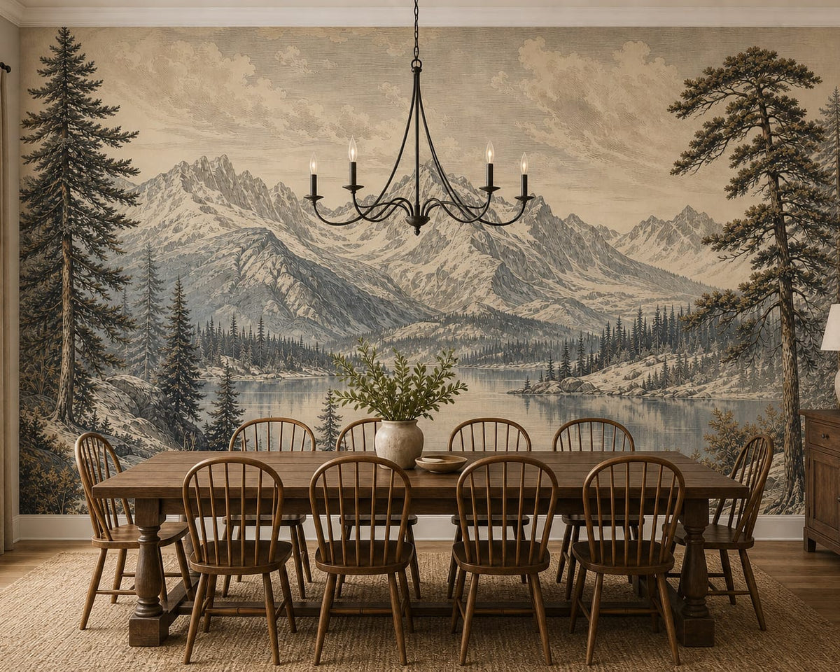 Sepia Alpine Wallpaper Mural product view