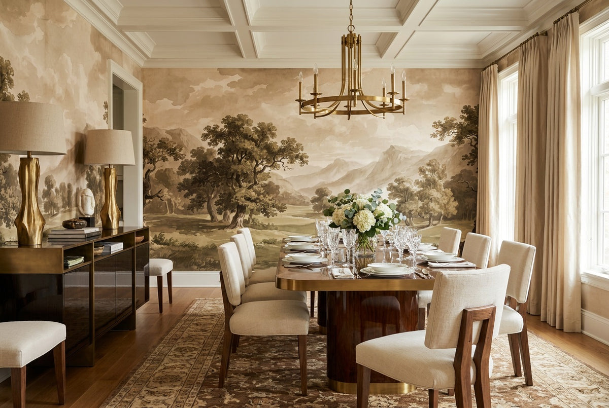 sepia grove dining room custom self adhesive non woven vinyl removable wallpaper mural