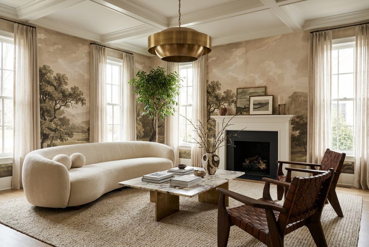 sepia grove living room custom self adhesive non woven vinyl removable wallpaper mural