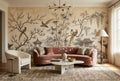 Sepia Pagoda Garden Chinoiserie Wallpaper Mural