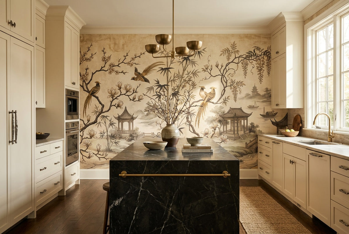 sepia ink pavilions wallpaper mural custom stick on kitchen removable non woven vinyl