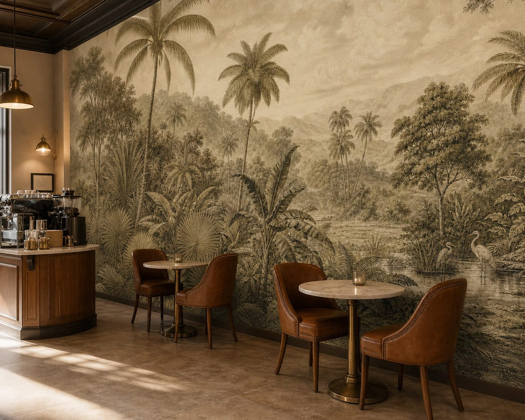 Sepia Palm Wallpaper Mural product view