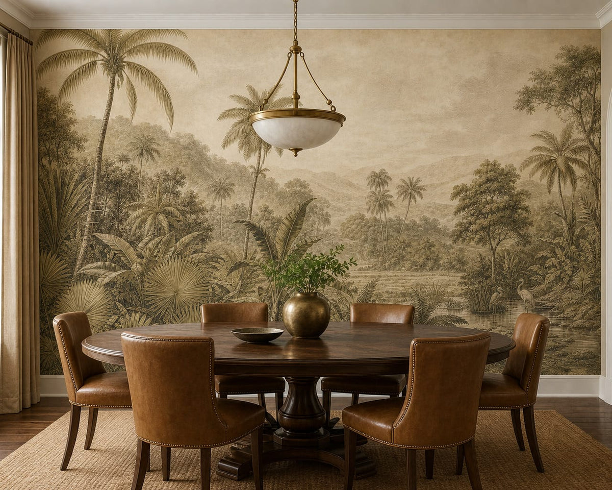 Sepia Palm Wallpaper Mural product view