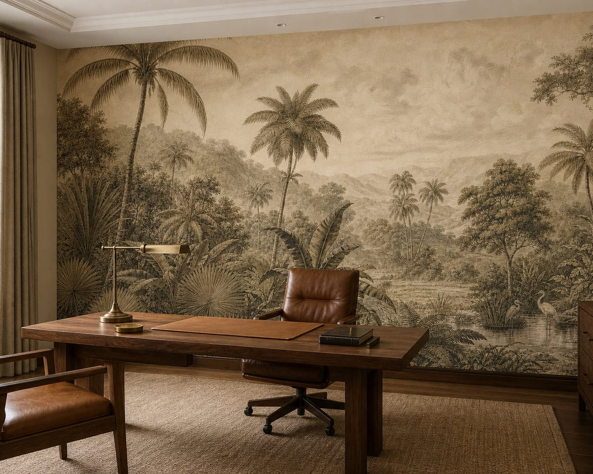 Sepia Palm Wallpaper Mural product view
