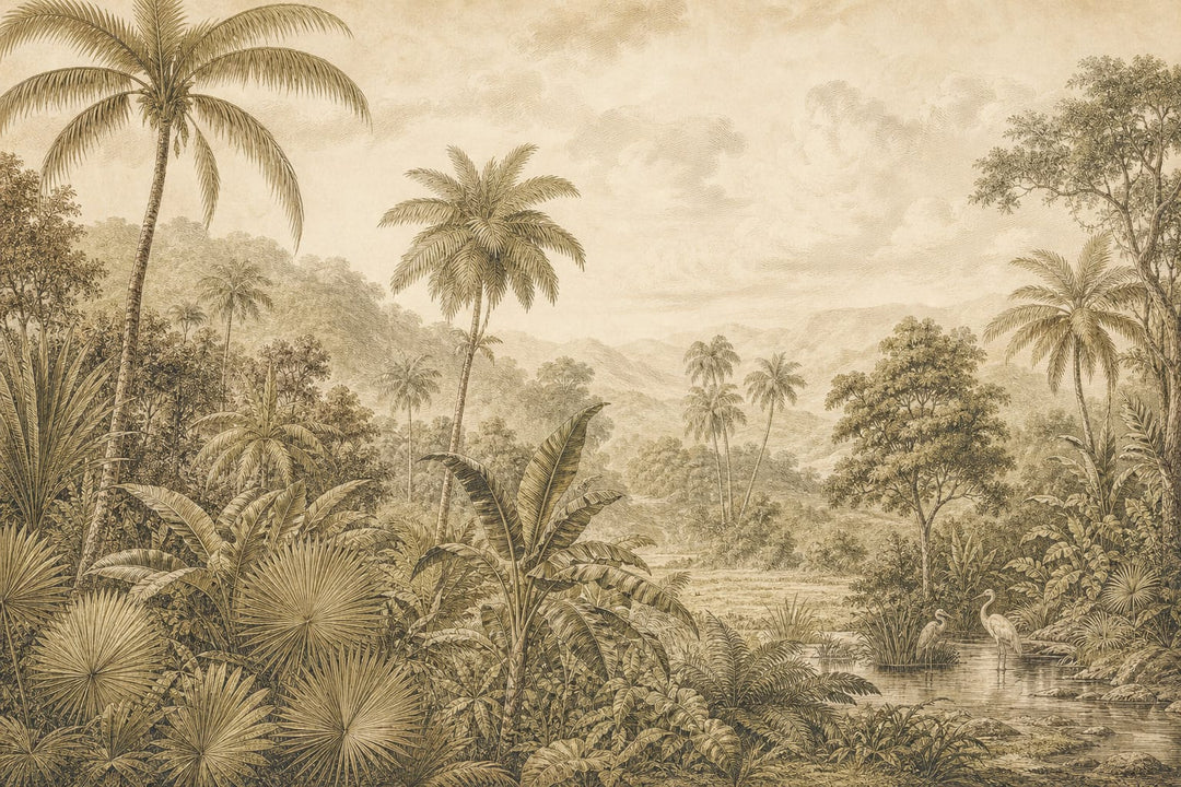 Sepia Palm Wallpaper Mural product view