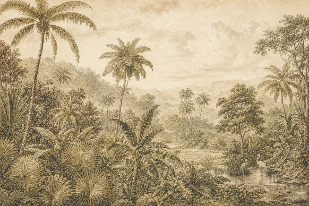 Sepia Palm Wallpaper Mural product view