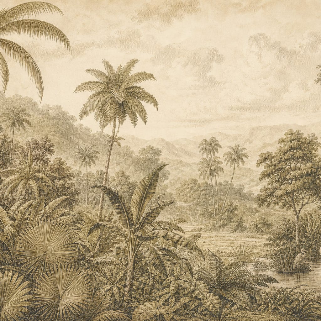 Sepia Palm Wallpaper Mural product view