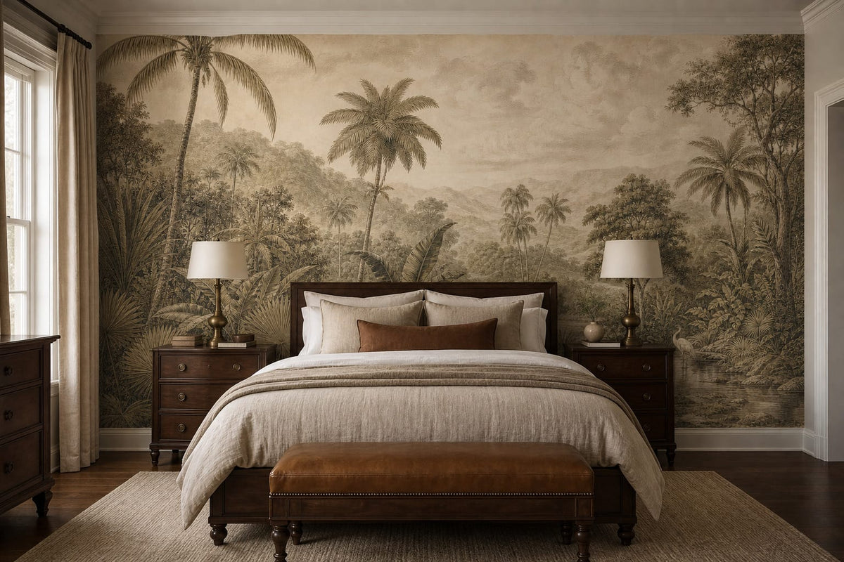 Sepia Palm Wallpaper Mural product view