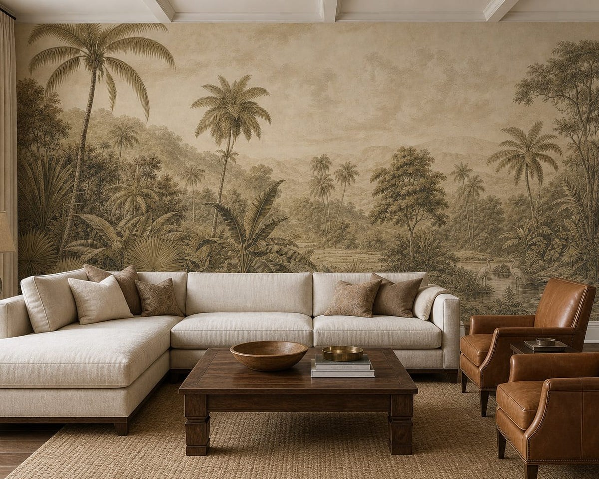 Sepia Palm Wallpaper Mural product view