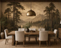 Sepia Pine Lake Wallpaper Mural