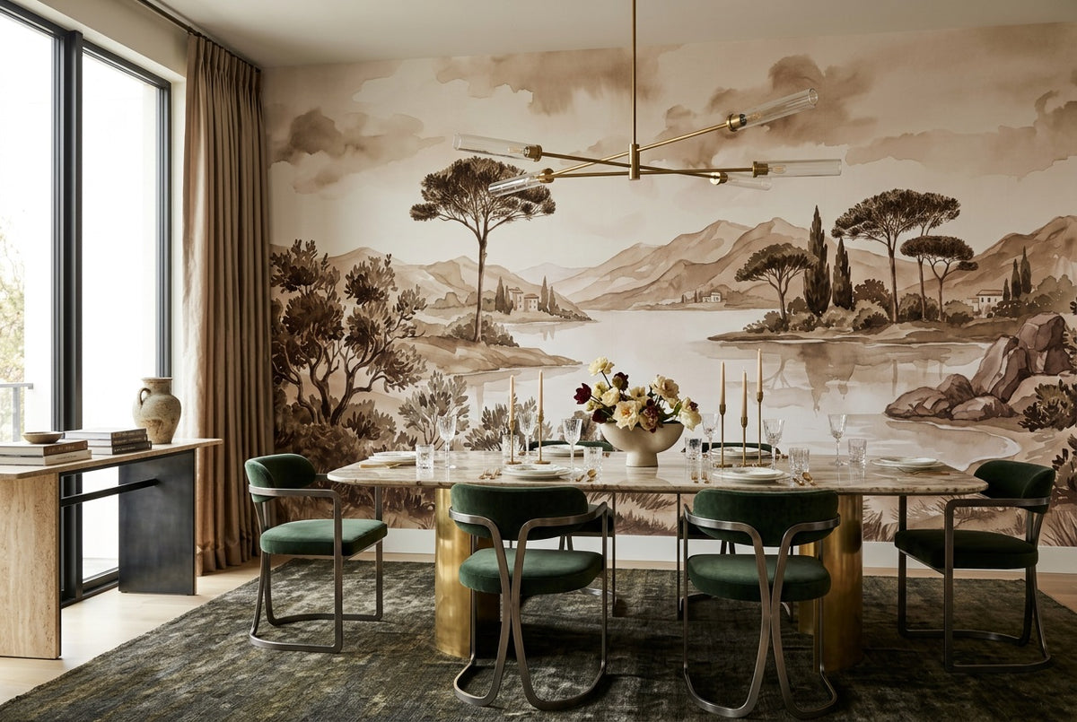 sepia pine lake wallpaper mural custom self adhesive dining removable non woven vinyl