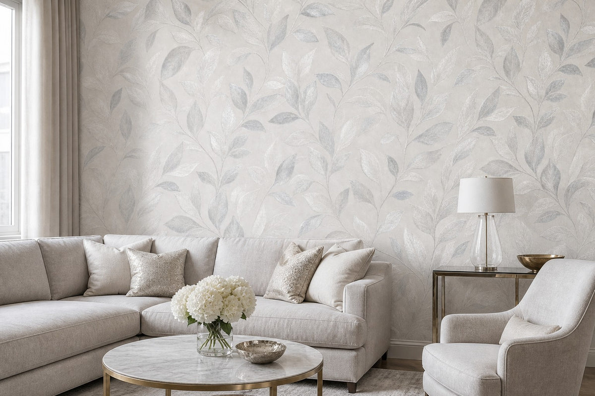 Silver Leaf Wallpaper Mural product view