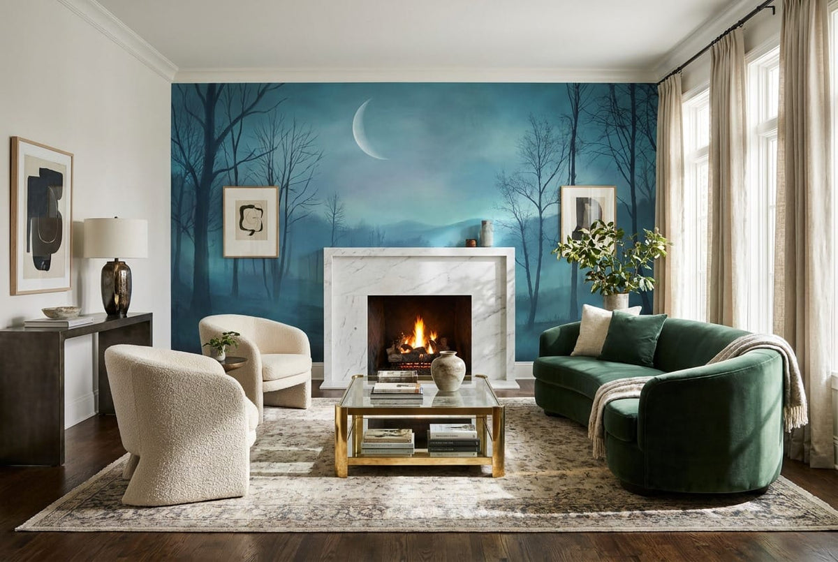 Deep Sky Mysterious Nordic Night Forest Wallpaper Mural in sky
