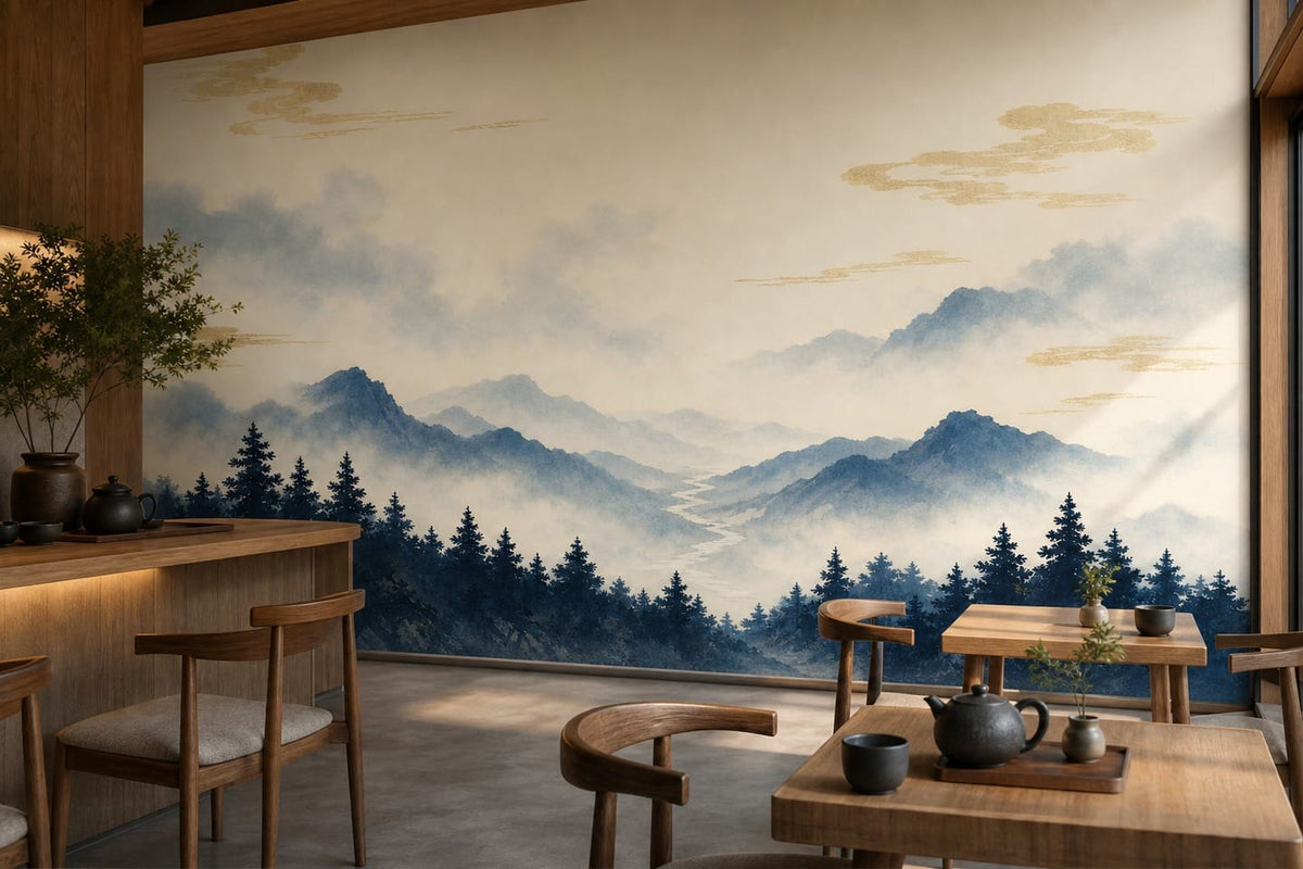 Indigo Cedar Wallpaper Mural product view