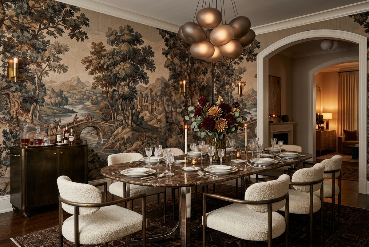 stick on custom brown tapestry dining room wallpaper mural removable non woven vinyl