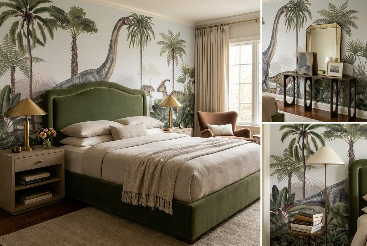 stick on custom gray dinosaur bedroom wallpaper mural removable non woven vinyl views