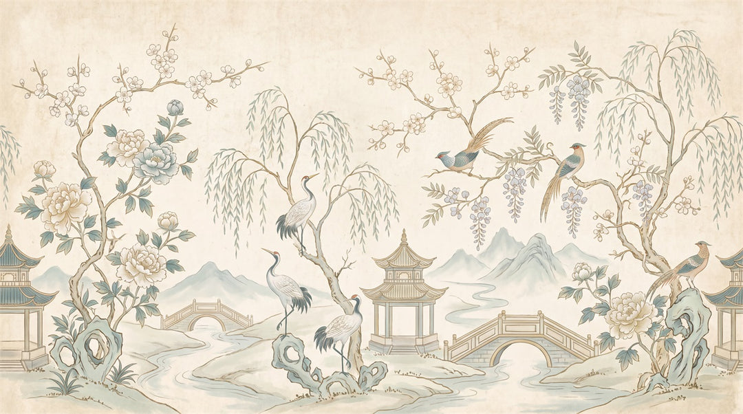 stick on custom ivory cranes wall wallpaper mural removable non woven vinyl main