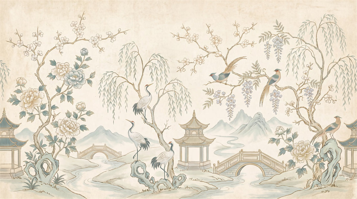 stick on custom ivory cranes wall wallpaper mural removable non woven vinyl main