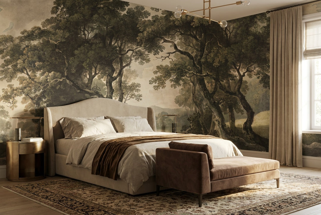 stick on custom olive vintage forest bedroom wallpaper mural removable non woven vinyl