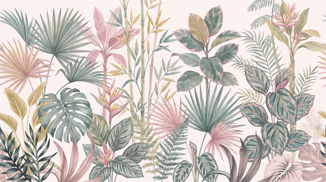 stick on custom pastel leaves wall wallpaper mural removable non woven vinyl main