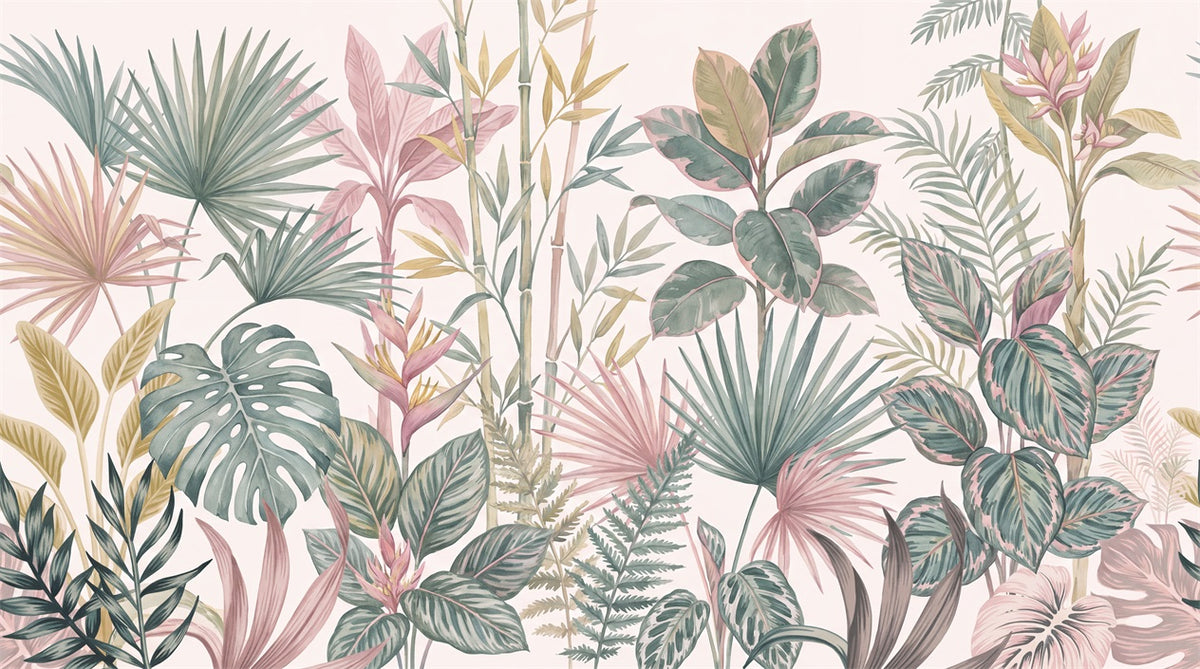 stick on custom pastel leaves wall wallpaper mural removable non woven vinyl main