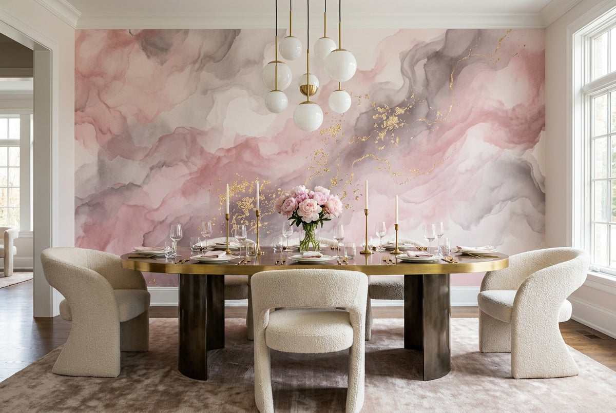 stick on custom pink cloud marble dining wallpaper mural removable non woven vinyl