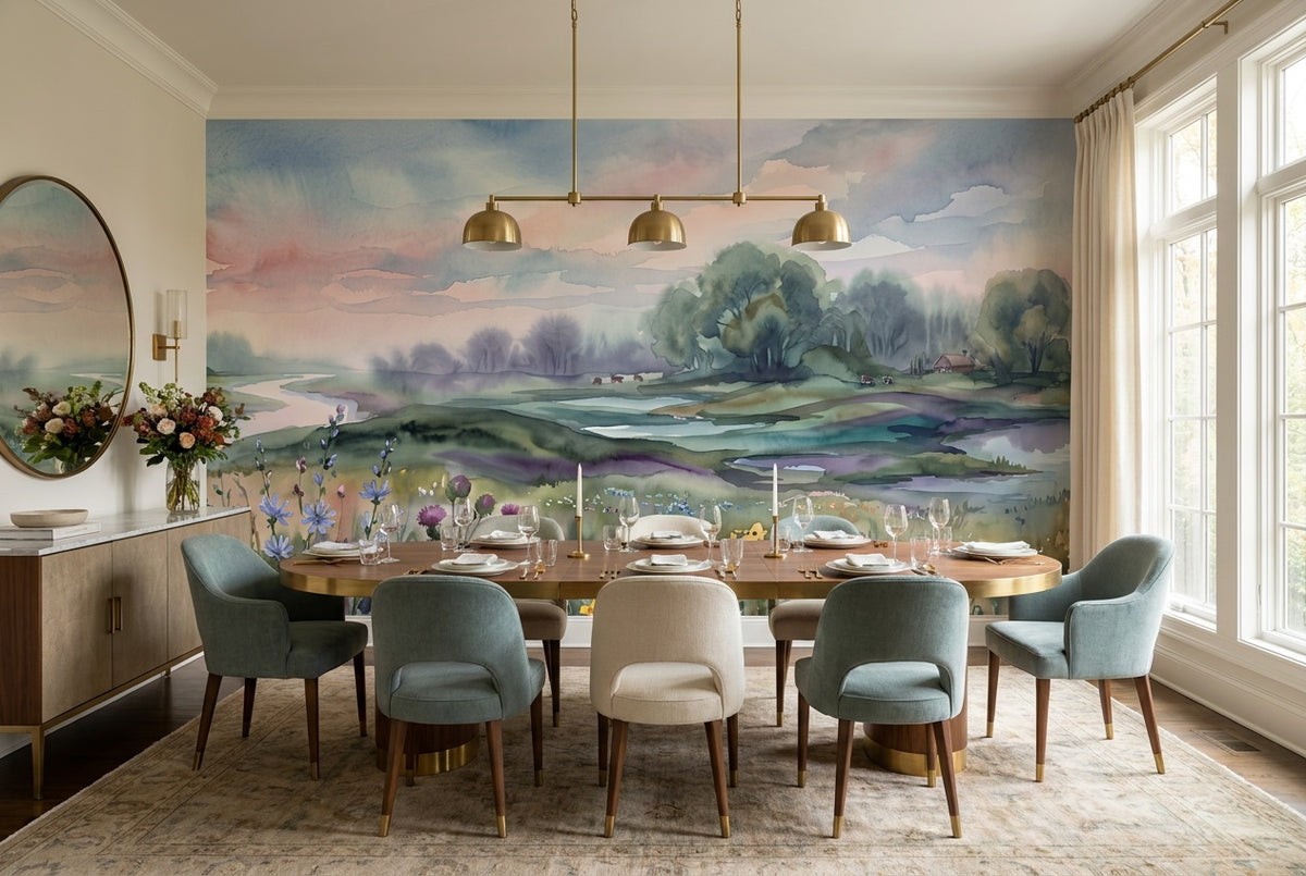 stick on custom rose floral meadow dining wallpaper mural removable non woven vinyl