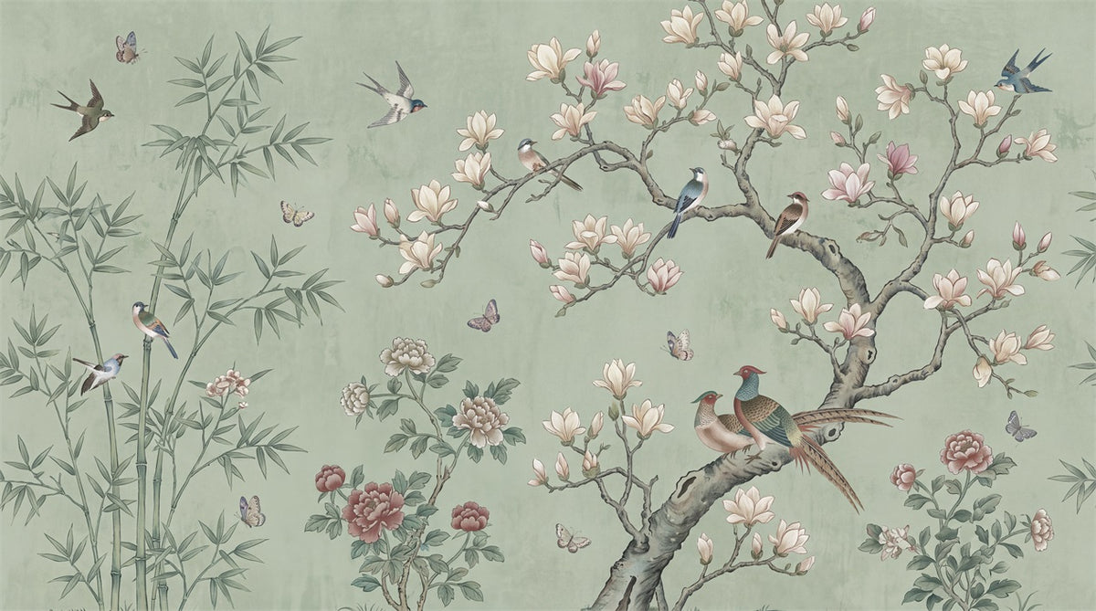 stick on custom sage magnolia wall wallpaper mural removable non woven vinyl main