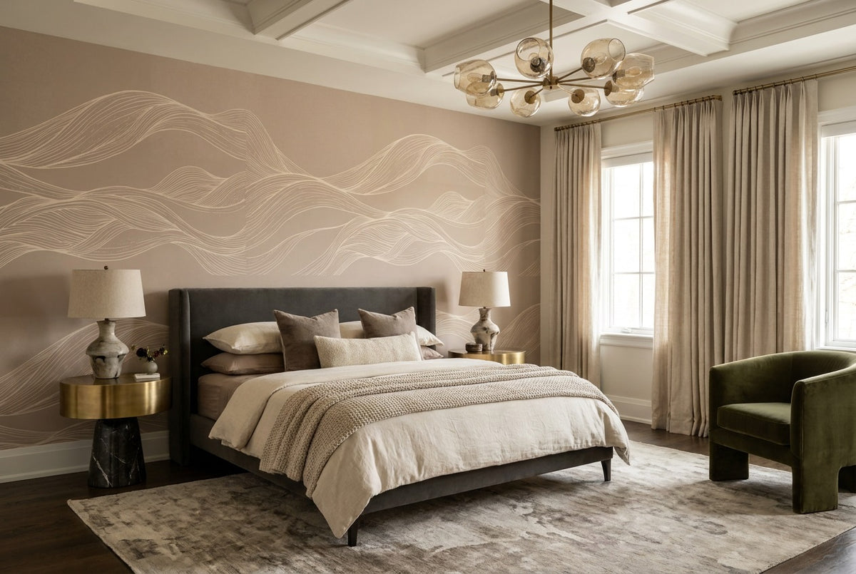 stick on custom sand layered waves bedroom wallpaper mural removable non woven vinyl