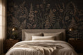 Brown Fern and Wildflower Garden Wallpaper Mural