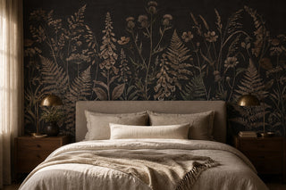 Brown Fern and Wildflower Garden Wallpaper Mural