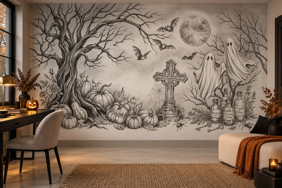 study grey ghosts custom non woven vinyl self adhesive removable wallpaper mural
