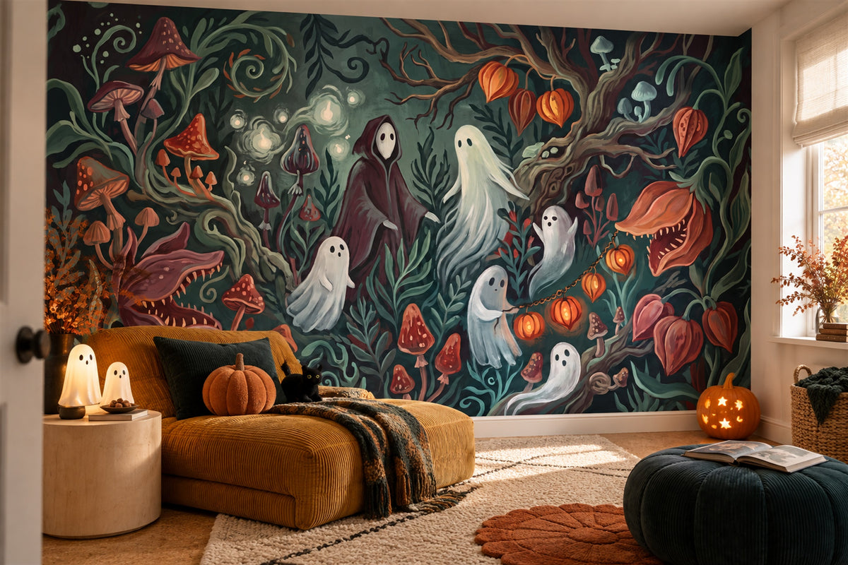 study teal ghosts custom non woven vinyl self adhesive removable wallpaper mural