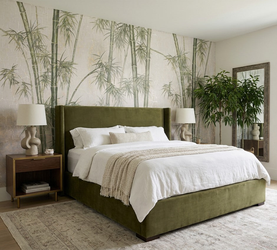 tan bedroom bamboo forest wallpaper mural custom stick on non woven vinyl removable