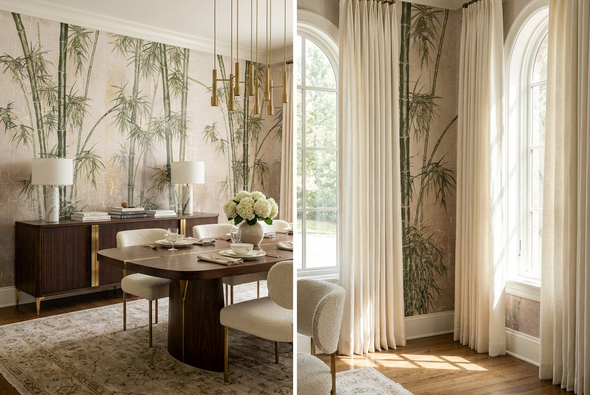 tan dining bamboo forest wallpaper mural custom stick on non woven vinyl removable