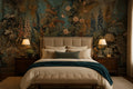 Teal Garden with Blue Flower Spikes Wallpaper Mural