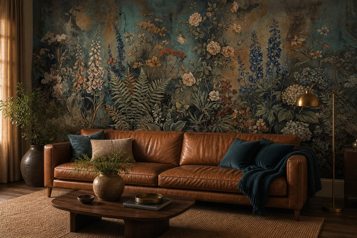 tan leaf vintage jungle wallpaper living custom stick on non woven vinyl removable