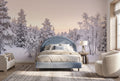 Silver Tan Frosted Nordic Winter Forest Wallpaper Mural