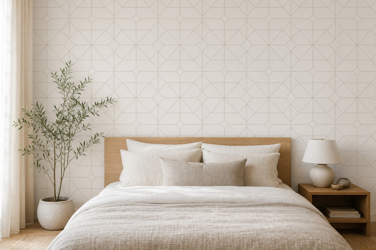 Taupe Grid Micro Wallpaper Mural product view