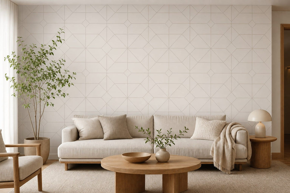 Taupe Grid Micro Wallpaper Mural product view