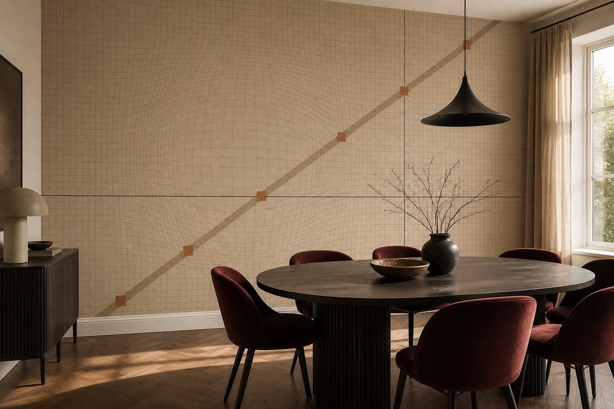 Taupe Grid Micro Wallpaper Mural product view