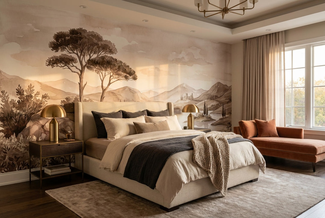 taupe lake wallpaper mural custom self adhesive bedroom removable non woven vinyl