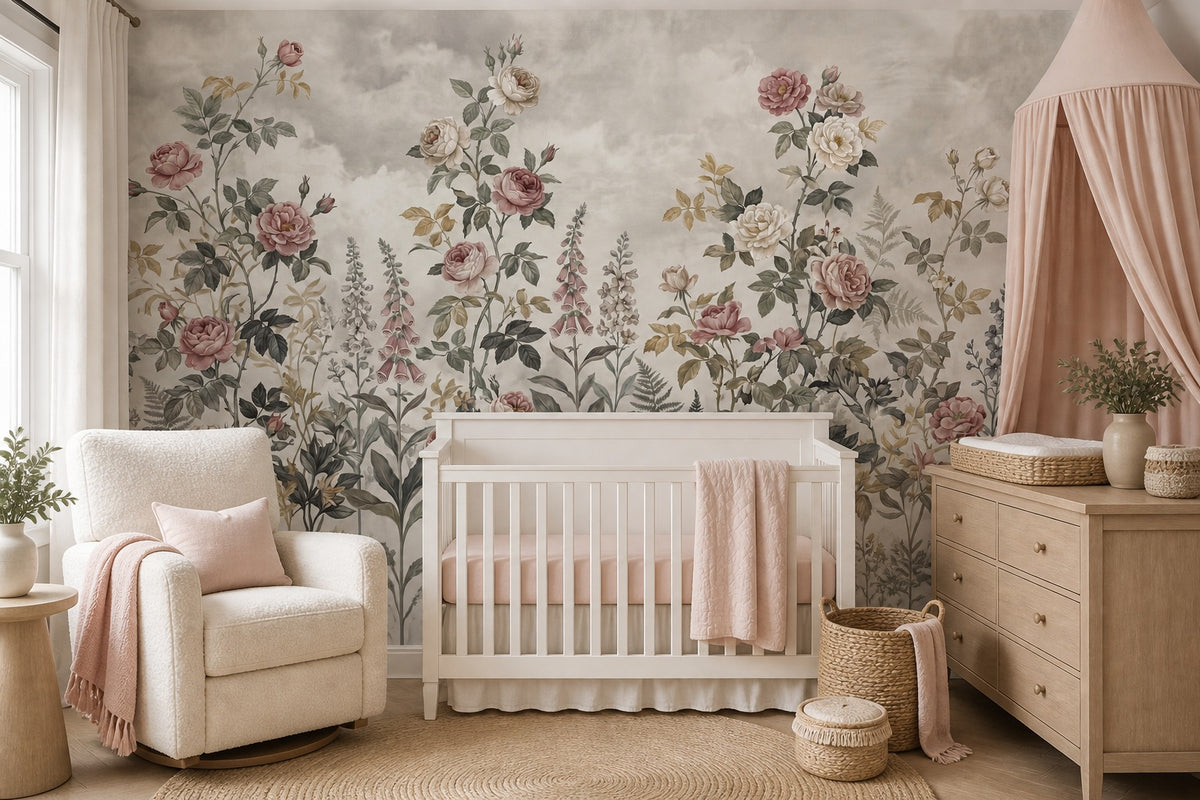 taupe leaf vintage jungle wallpaper nursery custom stick on non woven vinyl removable