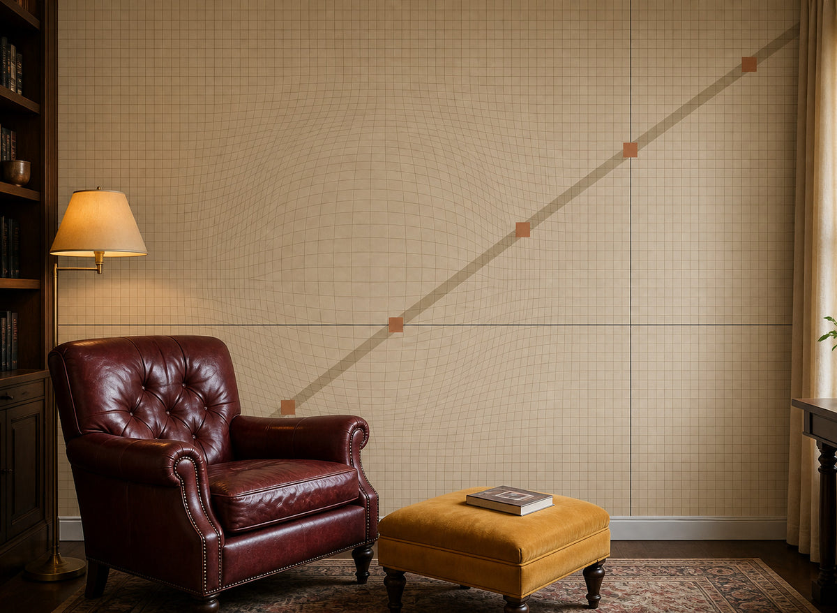 Taupe Grid Micro Wallpaper Mural product view