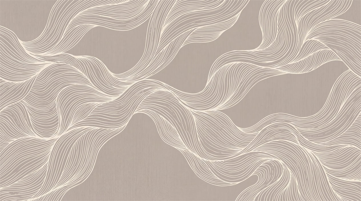 Taupe Flowing White Ribbons Wallpaper Mural