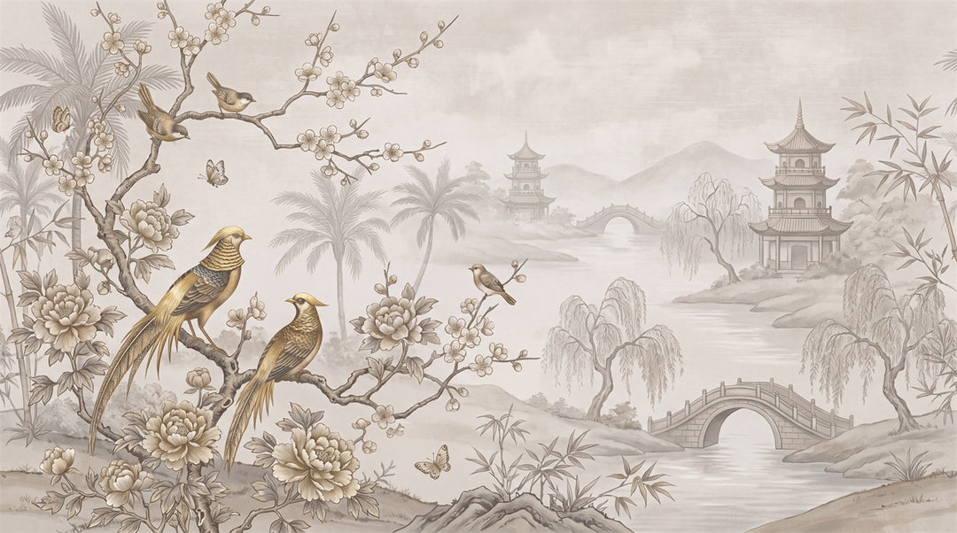 taupe pagoda wall custom peel and stick non woven vinyl removable wallpaper mural main