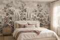 Pink Rose and Fern Meadow Wallpaper Mural