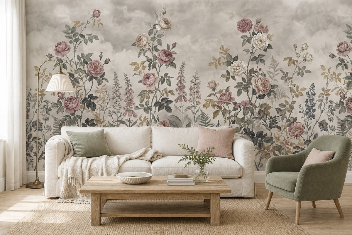 taupe vintage jungle wallpaper living custom peel and stick non woven vinyl removable