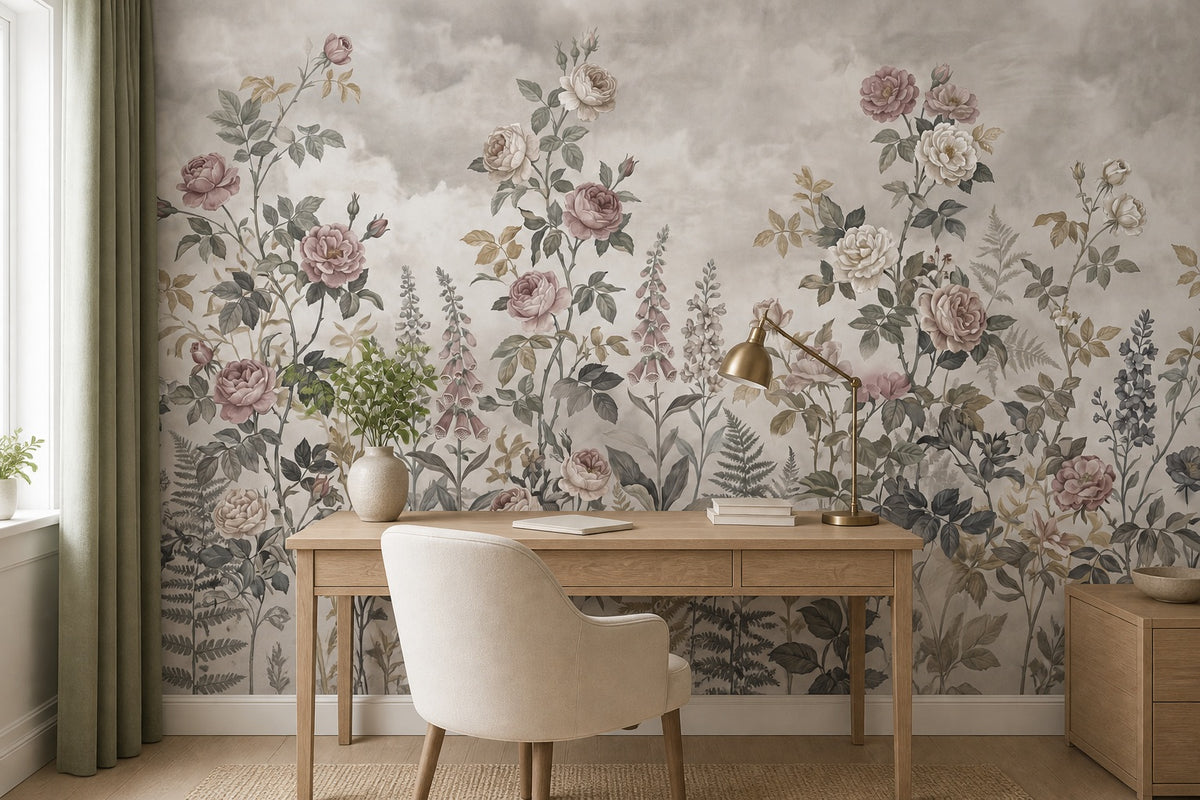 taupe vintage jungle wallpaper office custom self adhesive non woven vinyl removable